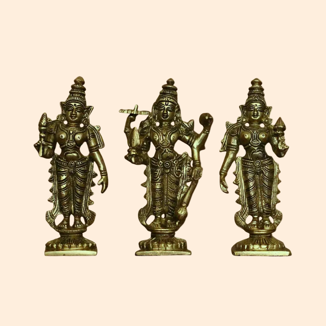 Handcrafted Brass Lord Vishnu with 6 Inch front view – pure brass handcrafted India