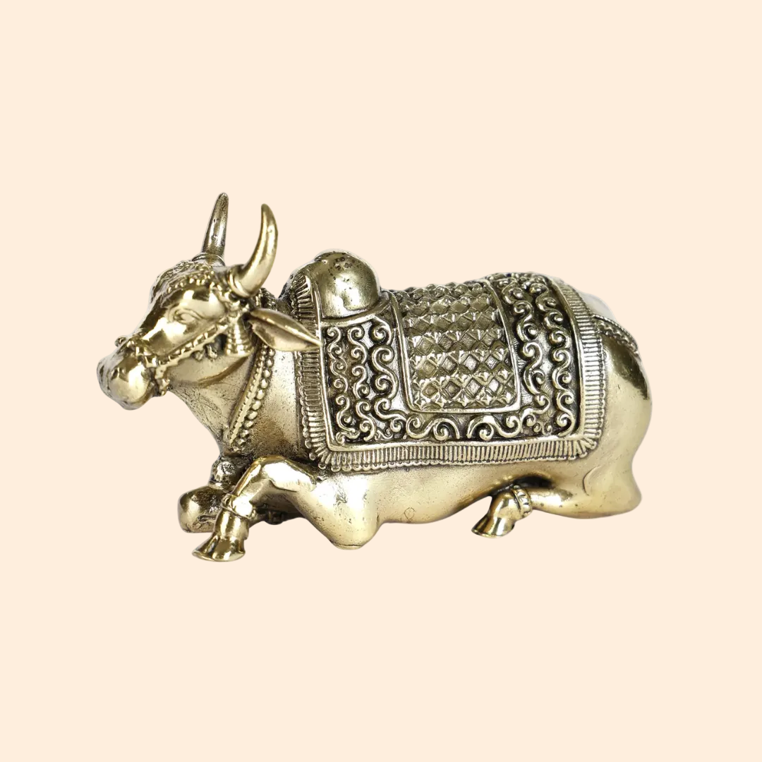 Handcrafted Brass Nandi Statue 2 Inch front view – pure brass handcrafted India
