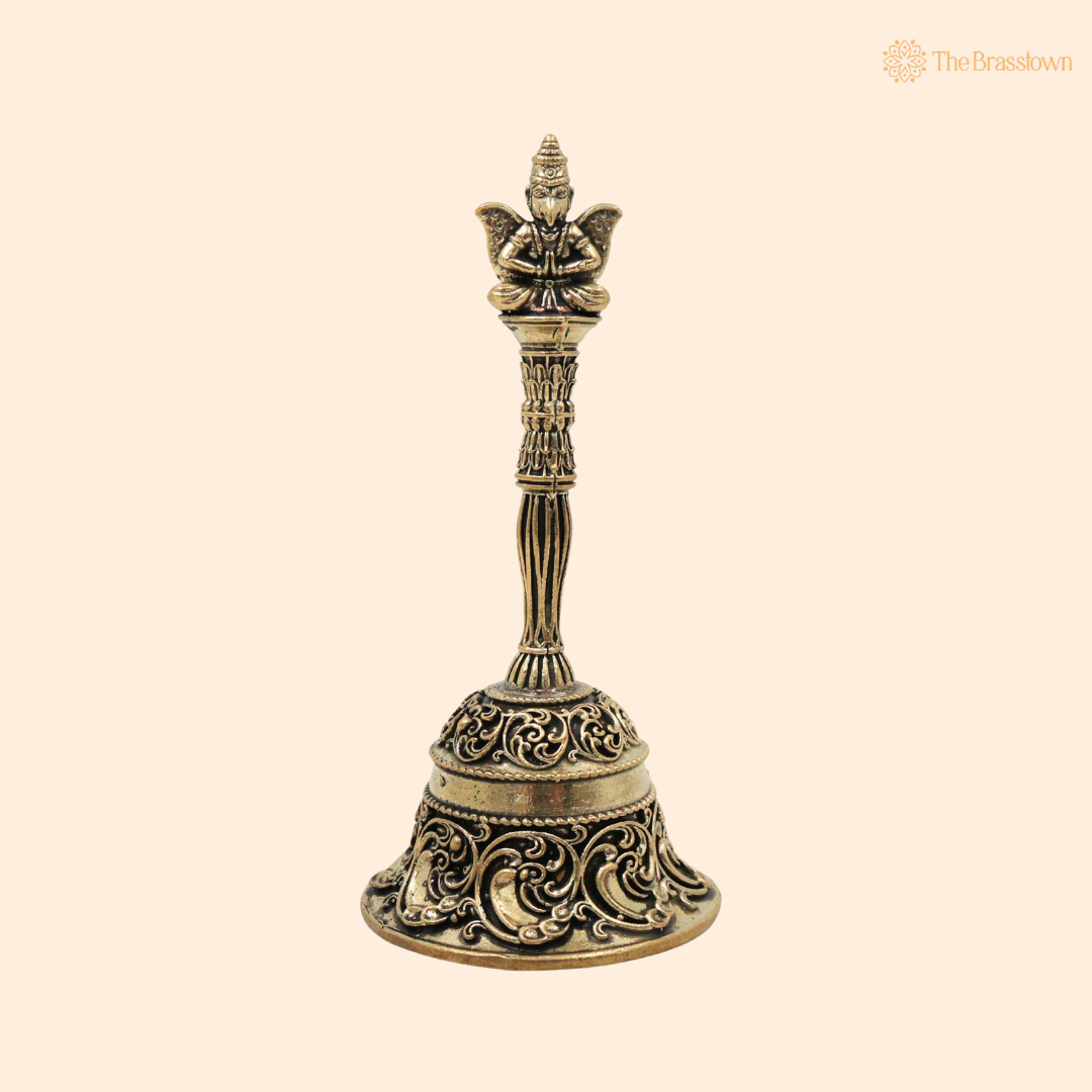 Brass Garuda Bell 4.5 Inch front view β pure brass handcrafted India