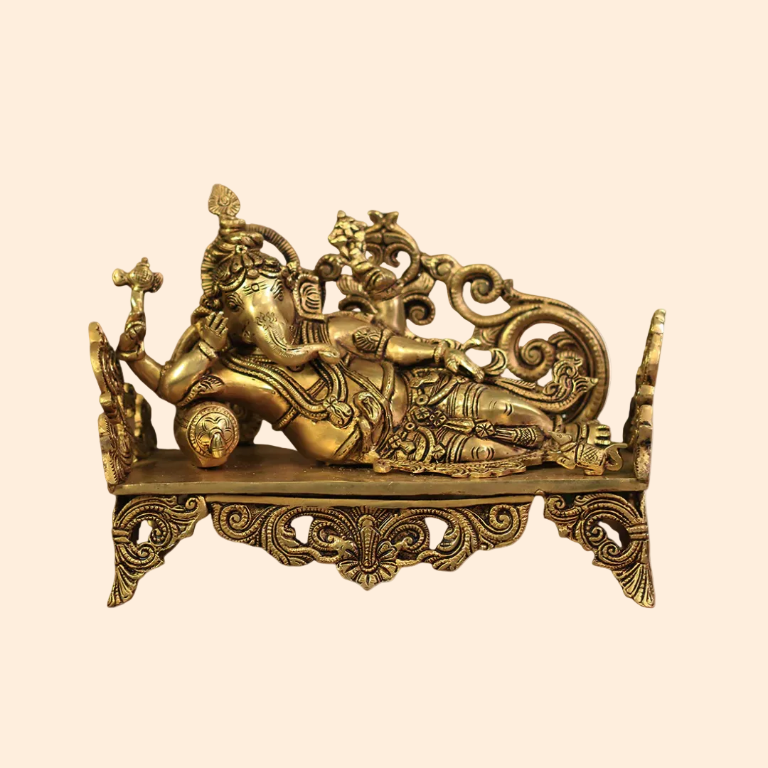 Handcrafted Brass Ganesh Idol 8.5 Inch front view – pure brass handcrafted India