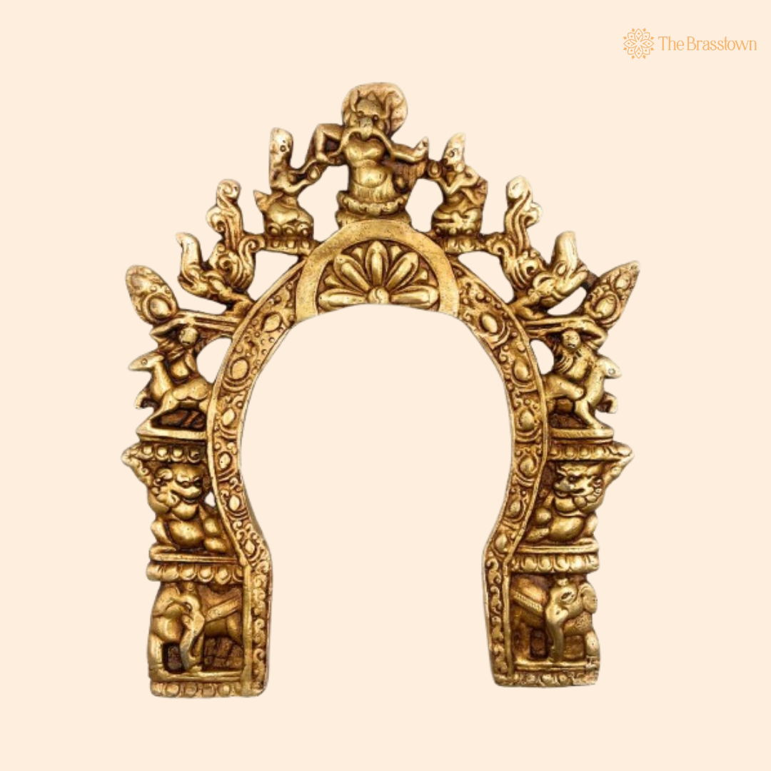 Traditional Brass Arch Frame with 8 Inch front view – pure brass handcrafted India