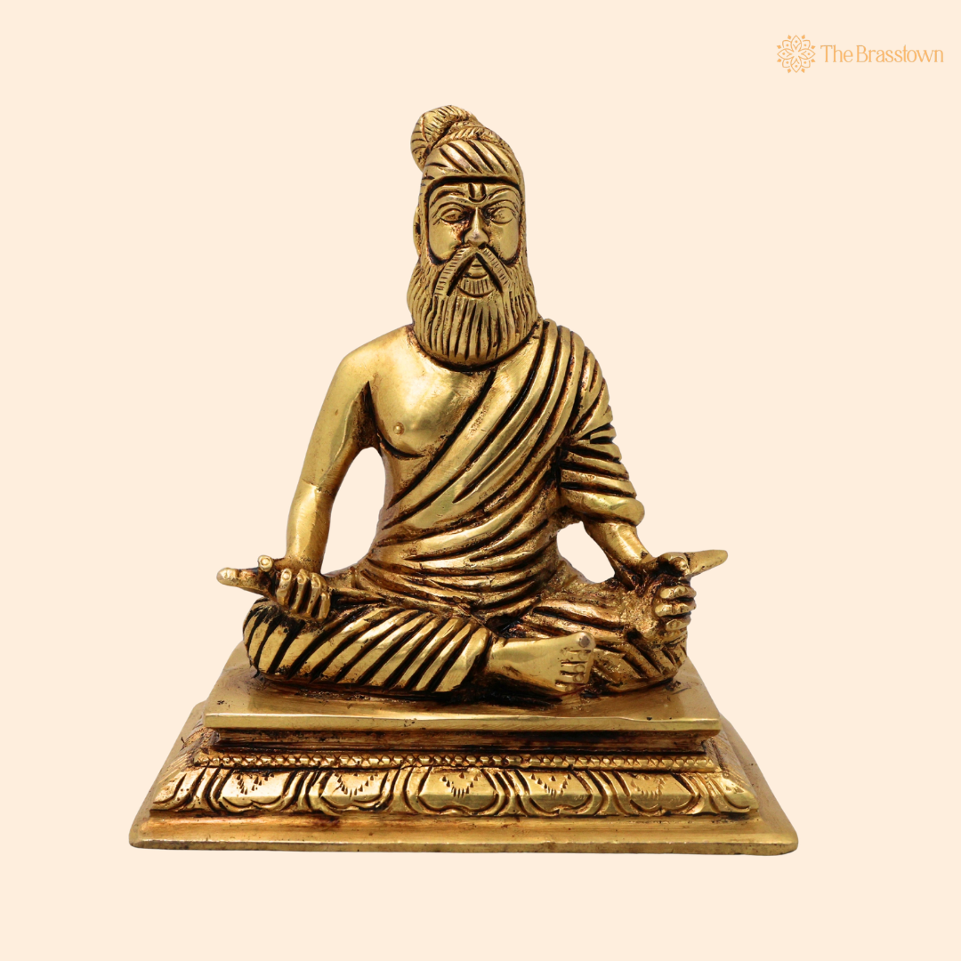 Brass Thiruvalluvar Idol β Handcrafted Tiruvalluvar Statue, Tamil Poet & Tirukkural Author Murti for Home DΓ©cor, Study Room & Gifting 4.5 Inch