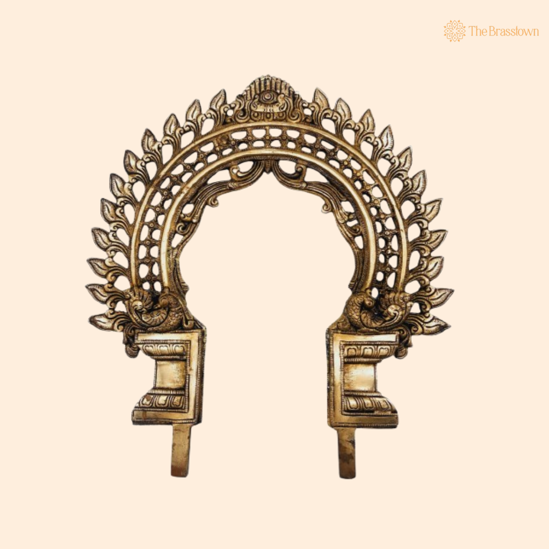 Traditional Brass Arch Frame with Peacock Motifs 13 Inch