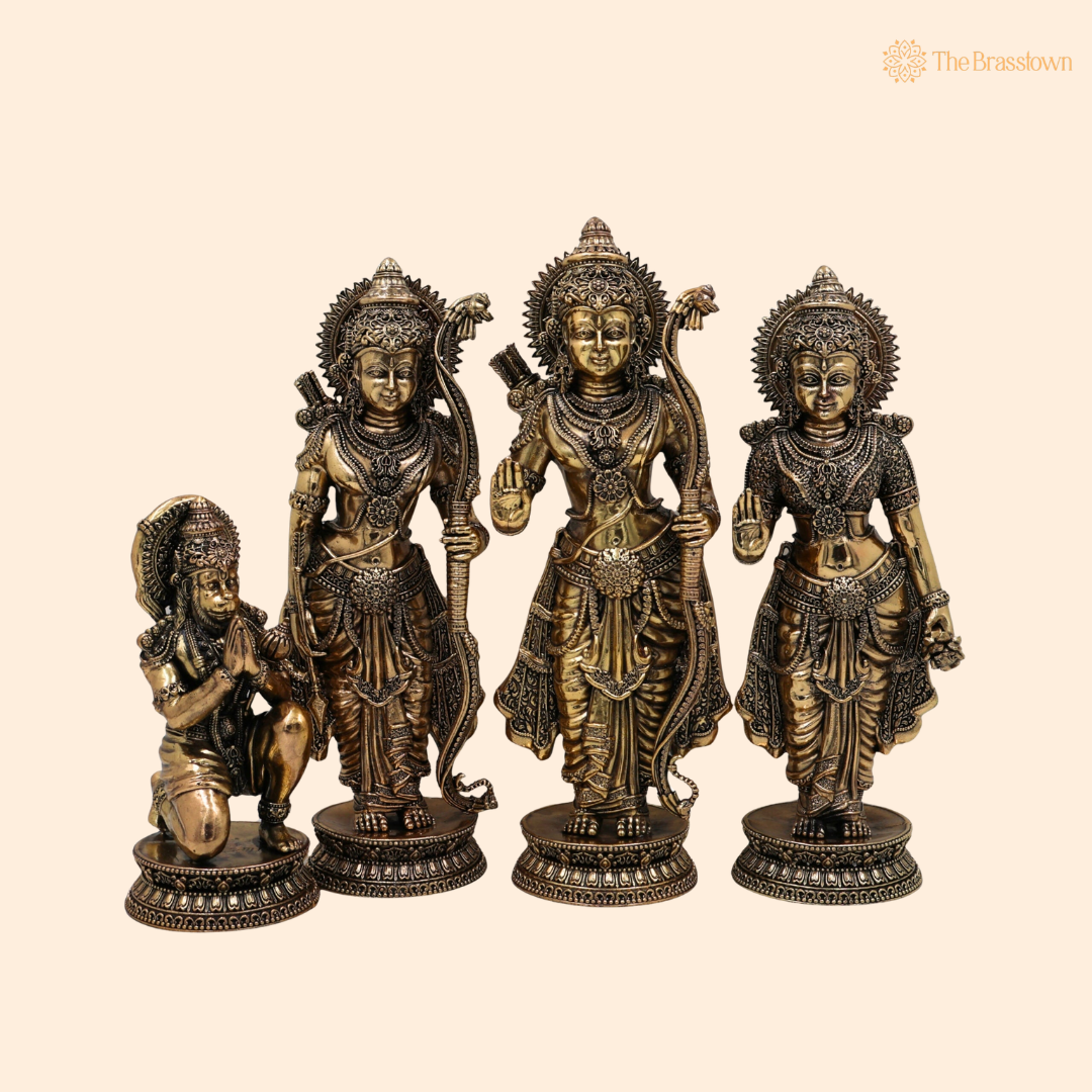 Brass Ram Darbar Idol 10 Inch front view – pure brass handcrafted India