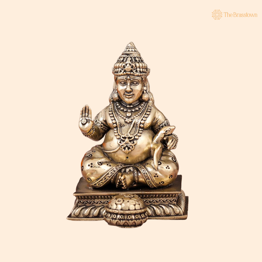 Brass Kuber Idol 3 Inch front view – pure brass handcrafted India