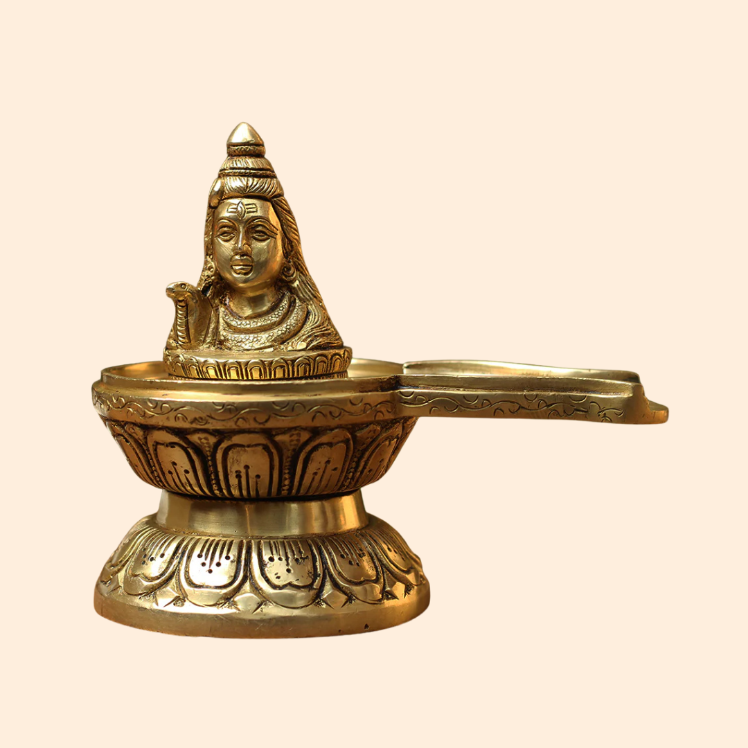 Handcrafted Brass Shivalinga 5.5 Inch front view – pure brass handcrafted India