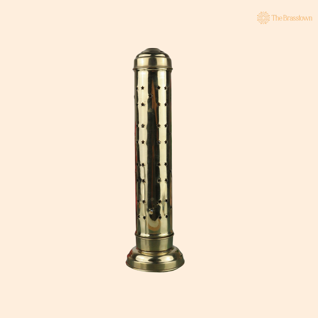 Handcrafted Brass Agarbatti Holder – Peetal Incense Stick & Dhoopbatti Stand for Pooja Room, Temple & Home Décor 11 Inch