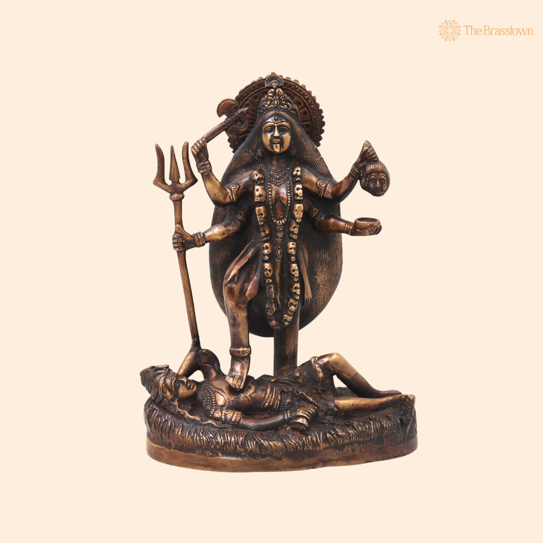 Brass Mahakali Idol Murti – Unique Chola Style Kali Mata Statue for Pooja, Home Mandir, Spiritual Décor & Gifting 10 Inch