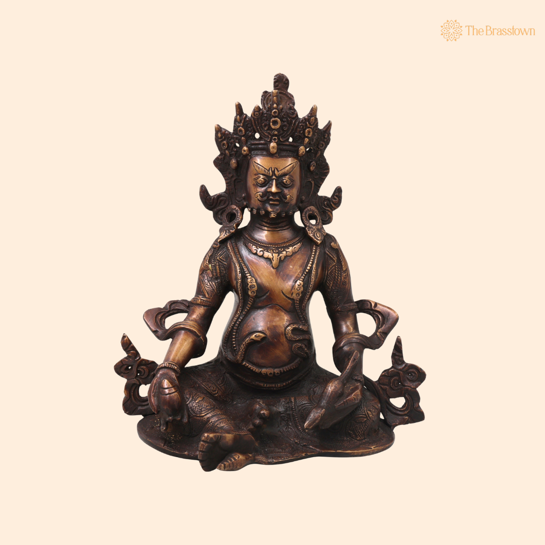 Handcrafted Brass Kubera Idol – Handcrafted Unique Vaishravana Wealth Murti for Vastu, Pooja, Home Mandir, Décor & Spiritual Gifting 10 Inch