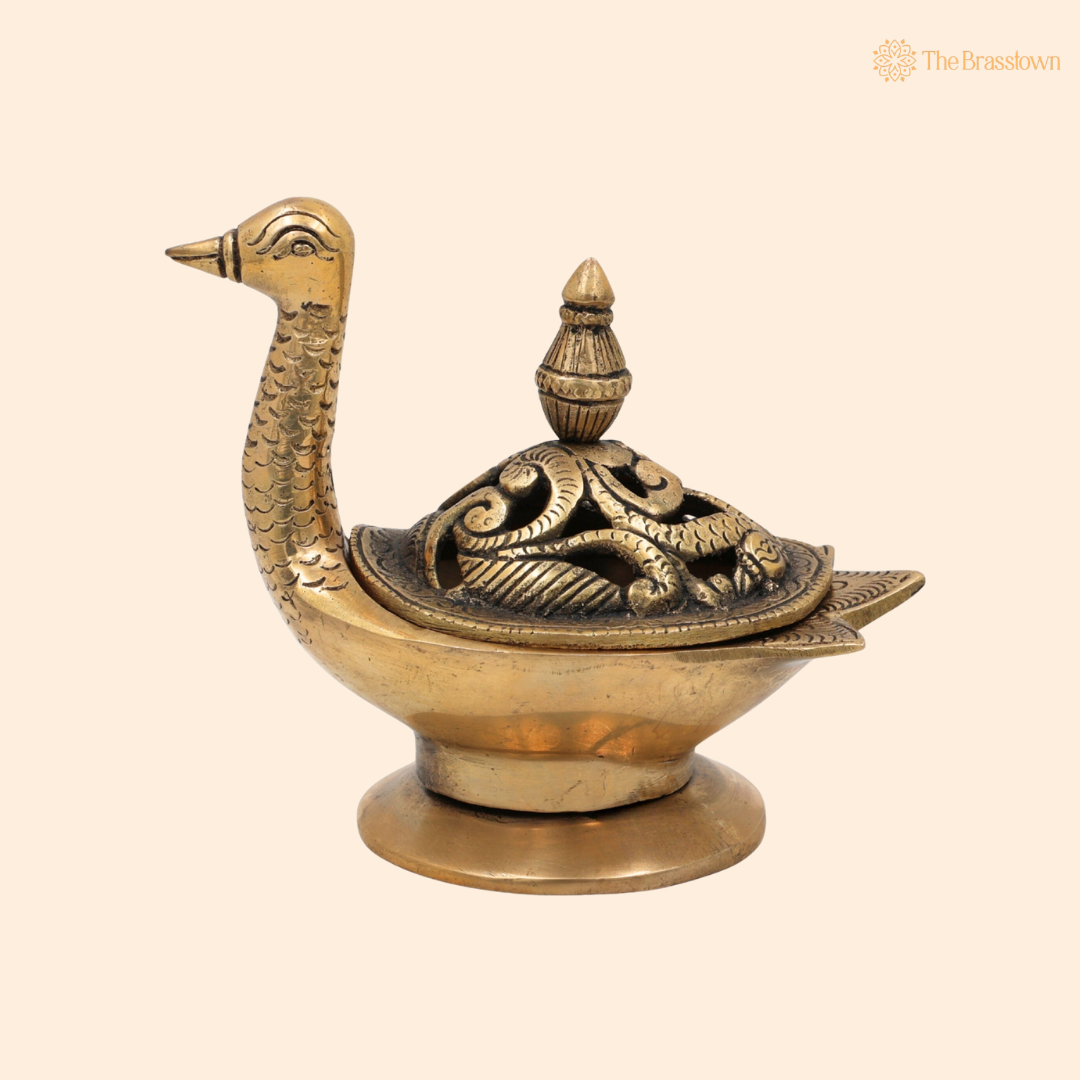 Handcrafted Brass Unique Peacock Dhoop Dani 5 Inch