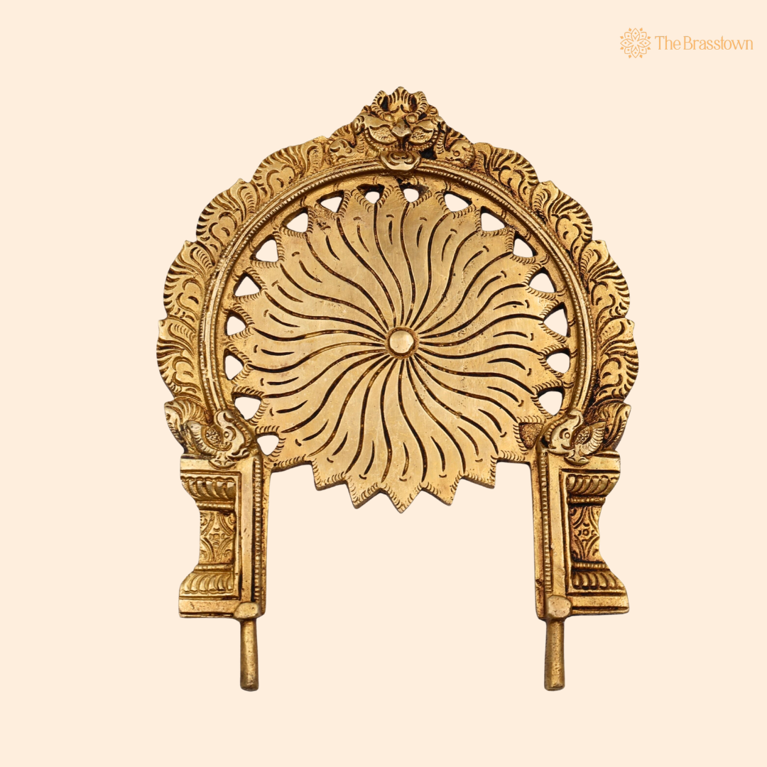 Brass Prabhavali Arch Frame with 8.5 Inch front view – pure brass handcrafted India