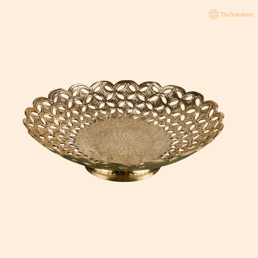Traditional Handcrafted Brass Fruit Bowl – Traditional Peetal Decorative Dry Fruit Bowl for Dining Table, Home Décor & Centerpiece 3 Inch