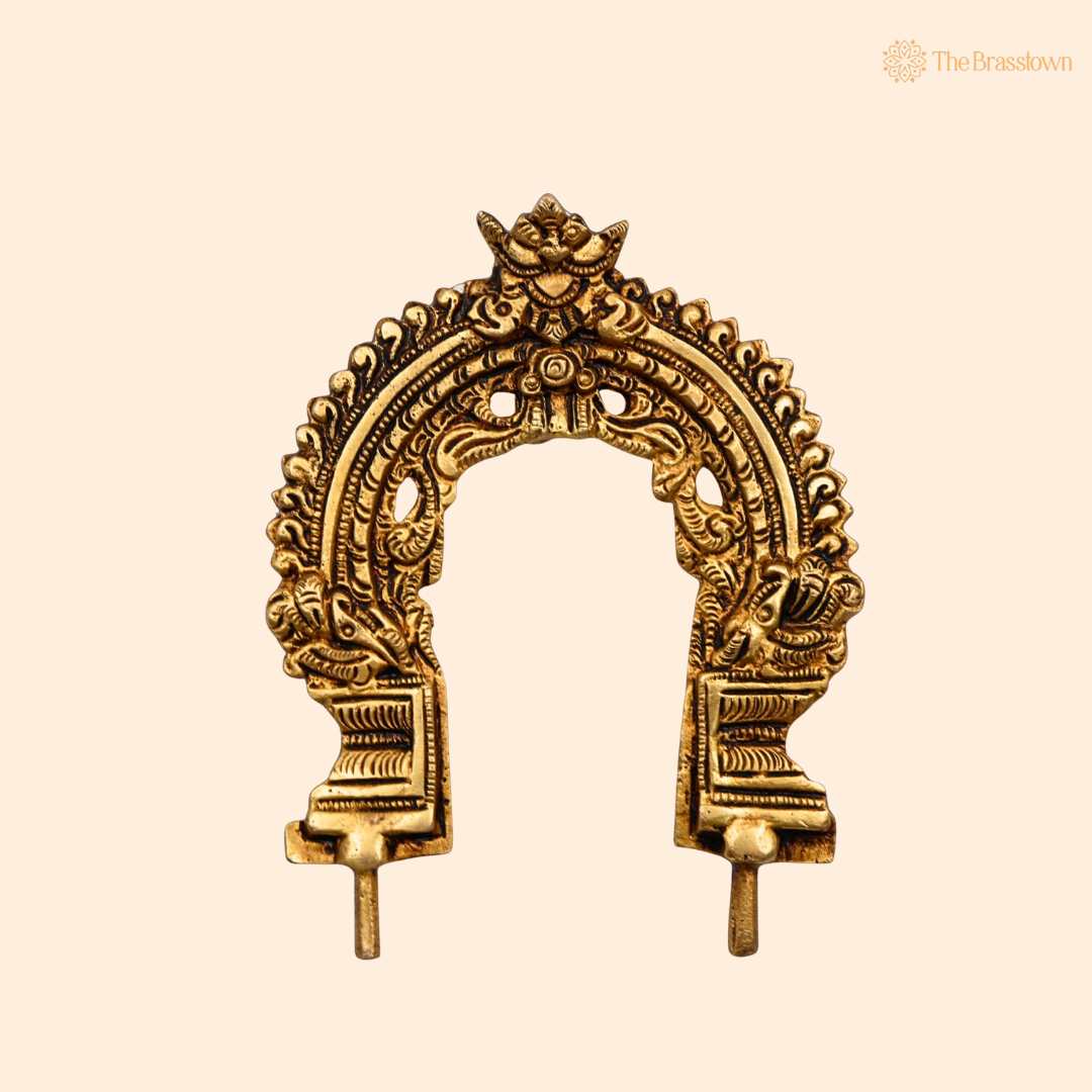 Brass Small Prabhavali Arch Frame 5.5 Inch front view – pure brass handcrafted India