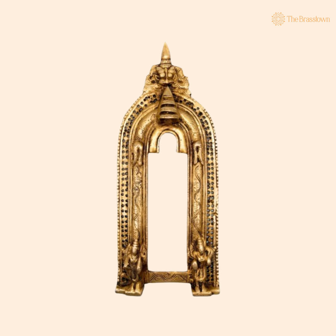 Traditional Antique Brass Temple Arch Frame 13 Inch