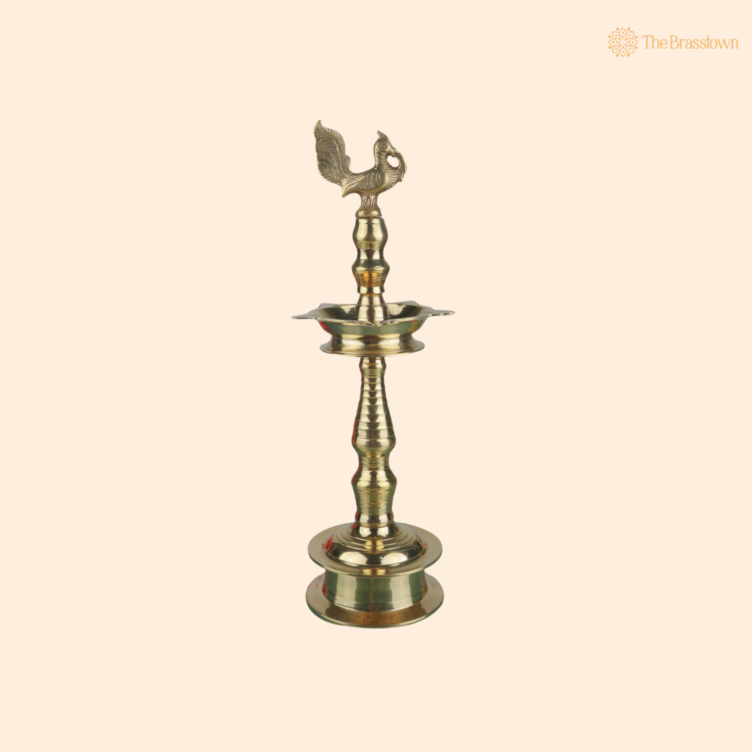 Handcrafted Brass Kuthu Vilakku β Traditional Deepam Diya Lamp for Pooja, Temple & Home DΓ©cor 15.5 Inch