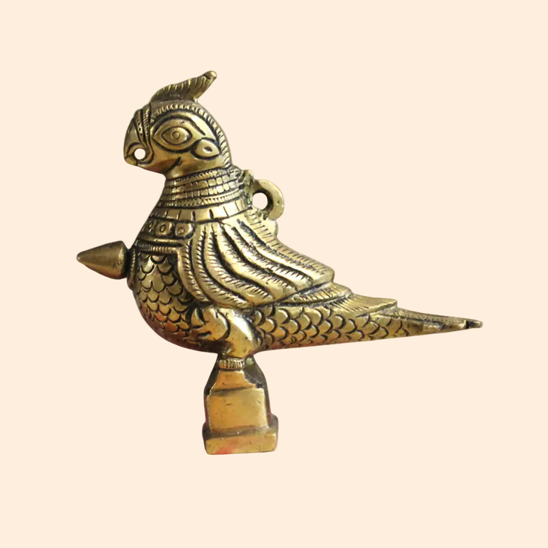 Handcrafted Brass Annapakshi Bird Idol 4 Inch front view – pure brass handcrafted India