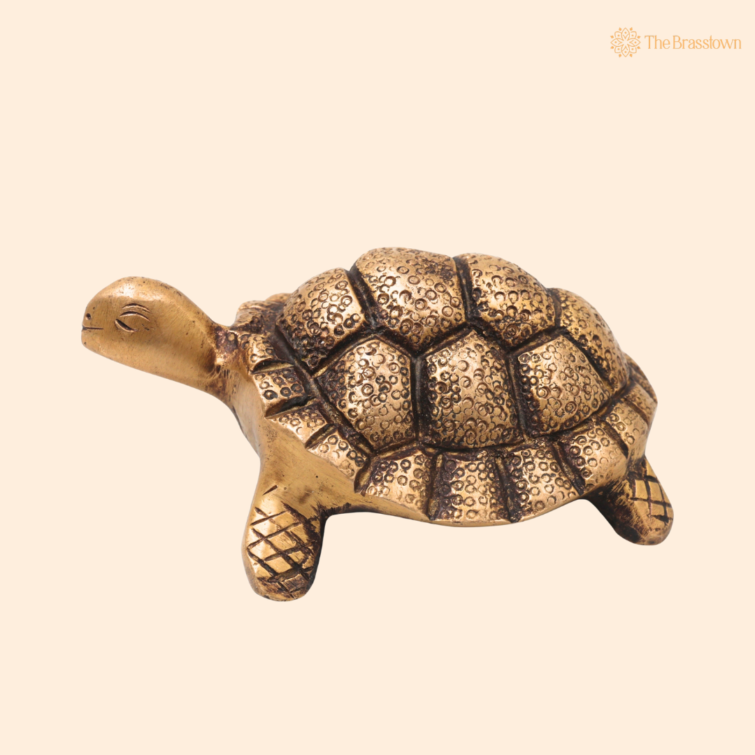 Brass Tortoise Sculpture (Kurma) – Vastu & Feng Shui Symbol for Stability, Wealth & Protection 1.5 Inch