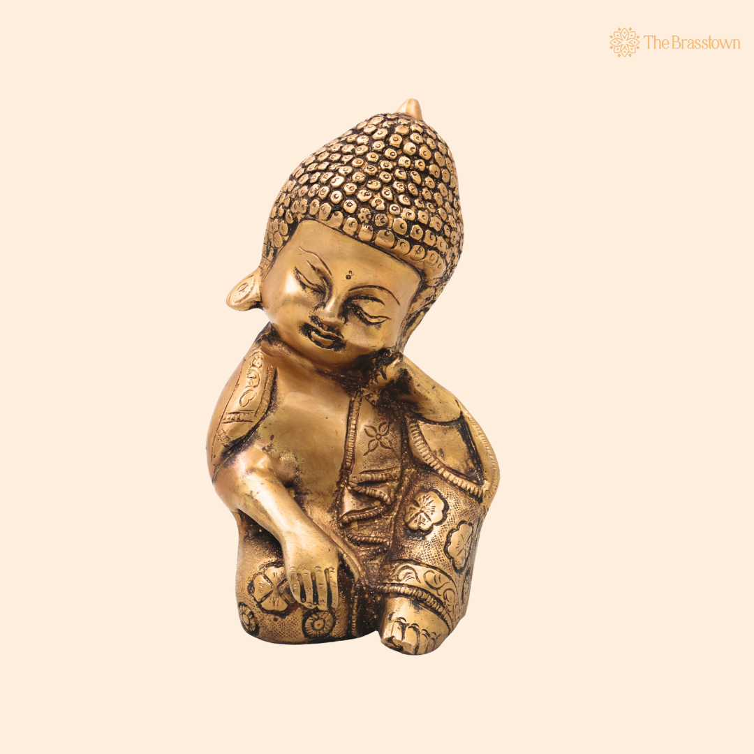 Handcrafted Brass Baby Buddha Idol β Handcrafted Buddha Traditional Chola Meditation Statue for Pooja, Home DΓ©cor & Spiritual Gifting 8 Inch