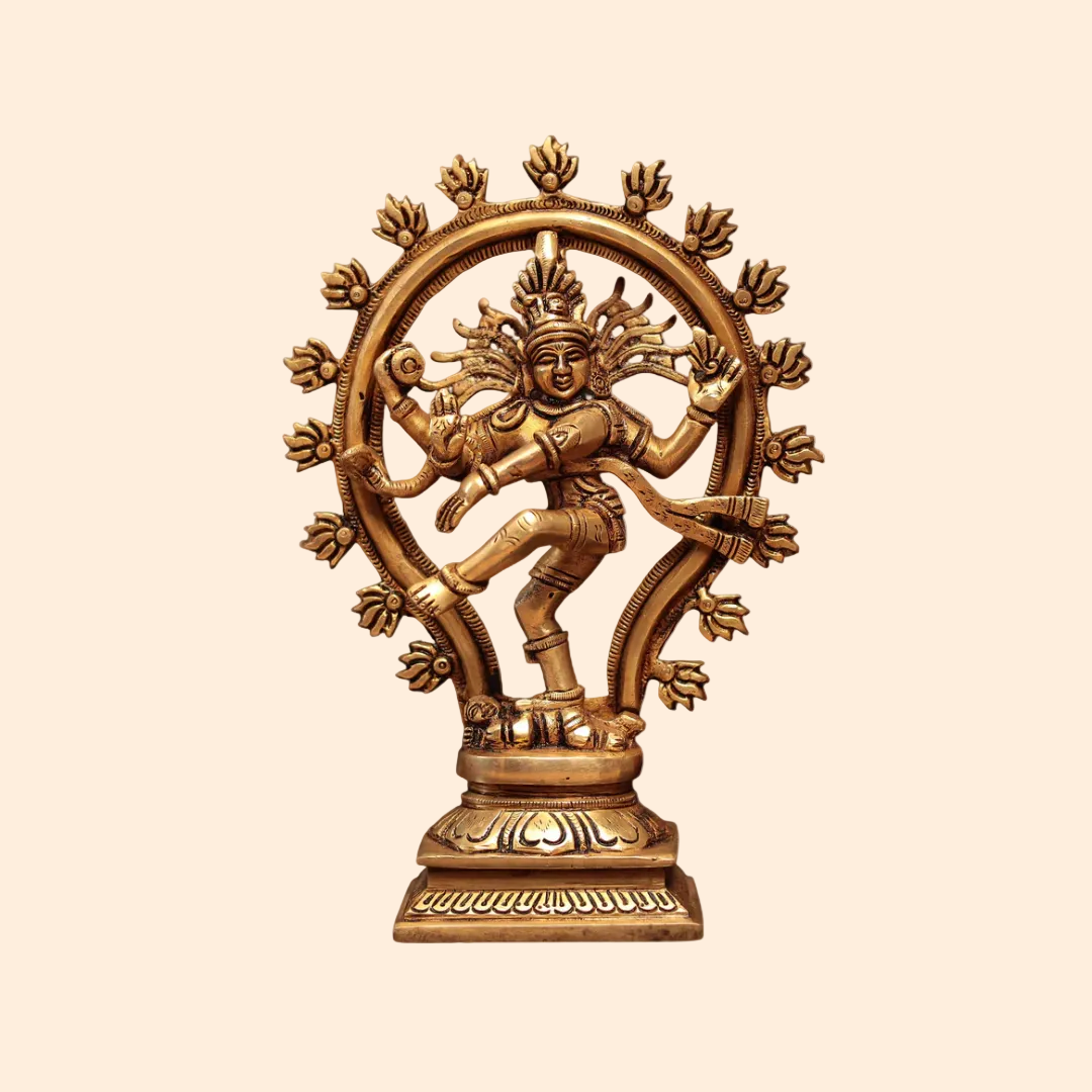 Handcrafted Brass Natraj Superfine Idol 10 Inch front view β pure brass handcrafted India