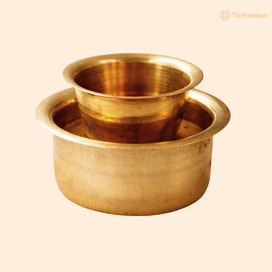 Brass Cup with Lid Hot Case – Traditional Peetal Covered Tea & Coffee Cup, Brass Tumbler with Cover for Hot Beverages, Home & Café Use 2.5 Inch