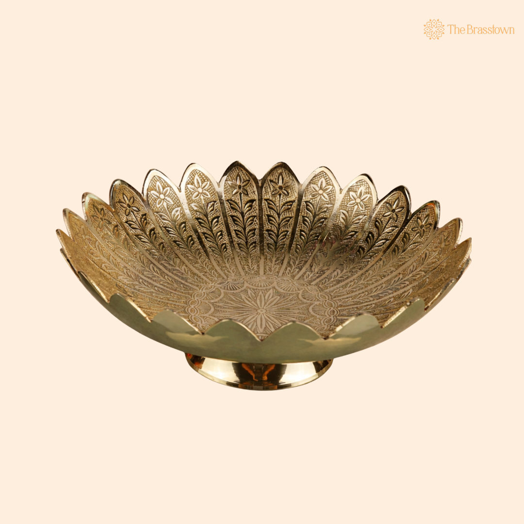 Handcrafted Traditional Brass Fruit Bowl β Traditional Peetal Decorative Dry Fruit Bowl for Dining Table, Home DΓ©cor & Centerpiece 3.5 Inch
