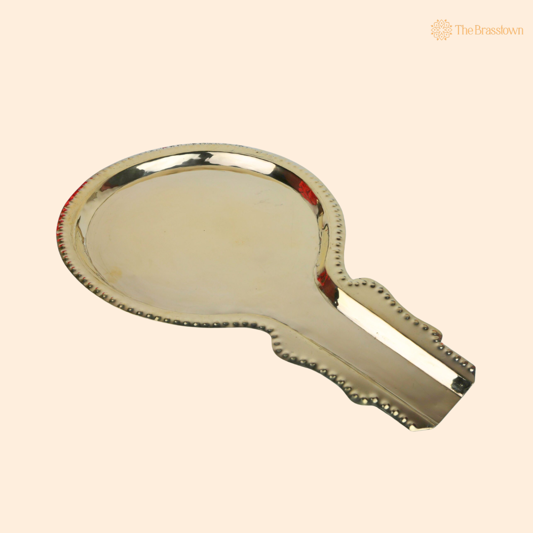 Brass Traditional Abhishek Patra with Somasutra Tray – Abhishekam Plate, Tirumanjanam Stand & Temple Pooja Vessel for Shivling and Deity Worship 14 Inch