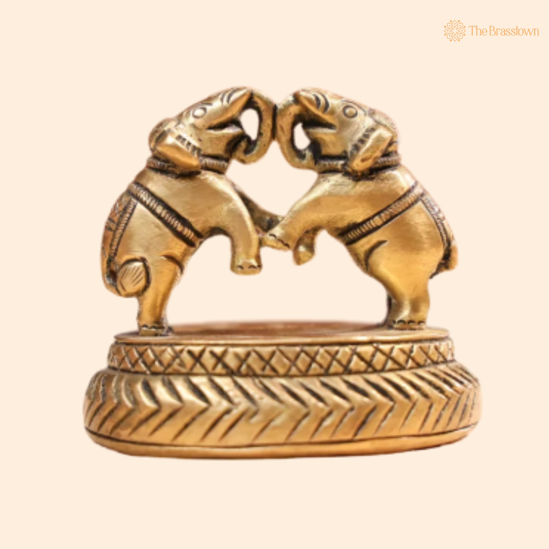 Handcrafted Brass Fruit Table Tray 2.5 Inch front view – pure brass handcrafted India