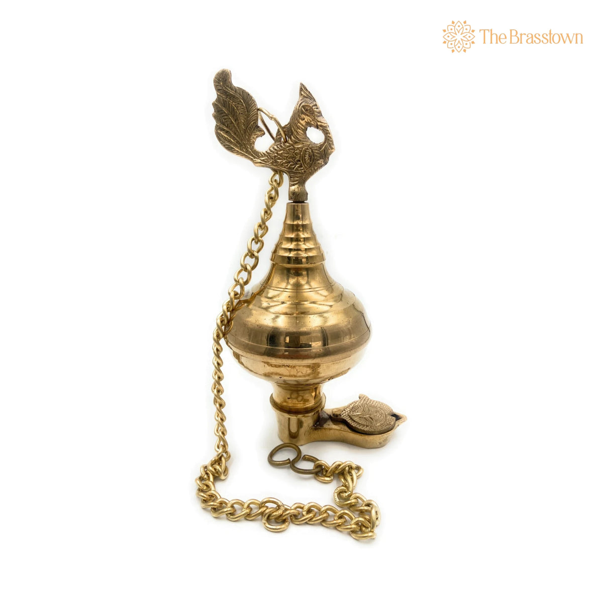 Handcrafted Brass Hanging Pooja Lamp Diya – Traditional Peetal Pittal Pitala Ceiling Lantern for Lakshmi, Saraswati 9.5 Inch 2