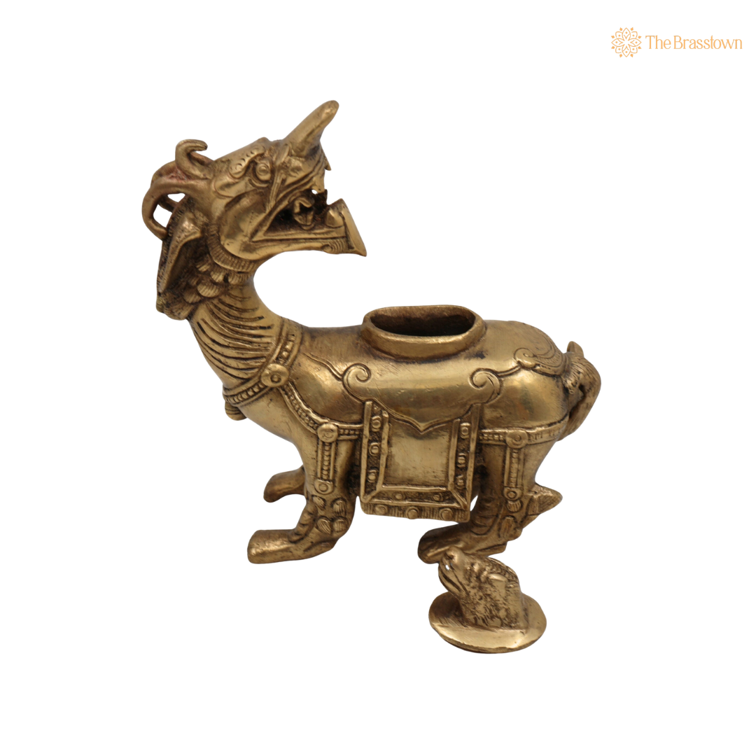 Handcrafted Brass Antique Ink Pot – Vintage Peetal Kalamdan, Antique Pital Ink Well & Traditional Kalam Daani Writing Collectible 7 Inch