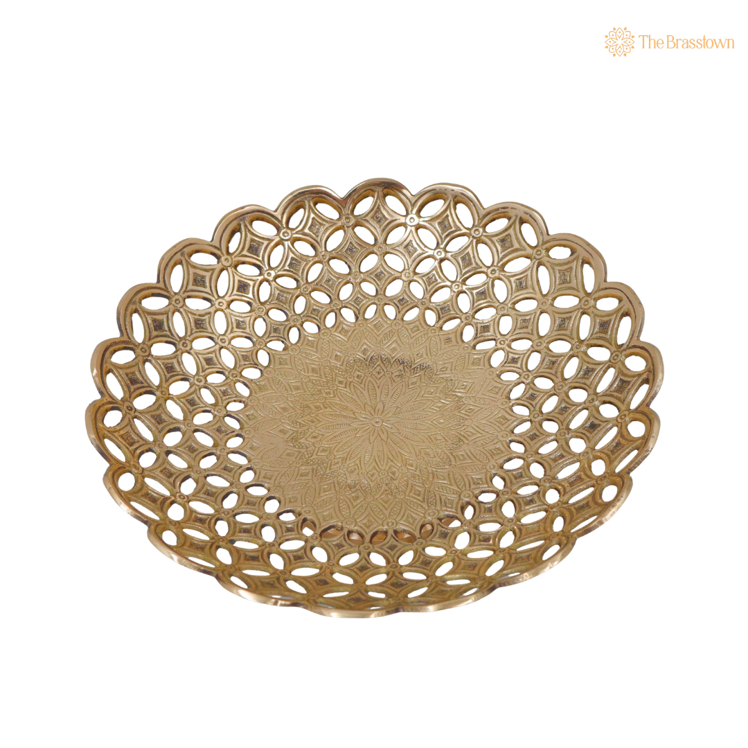 Traditional Handcrafted Brass Fruit Bowl – Traditional Peetal Decorative Dry Fruit Bowl for Dining Table, Home Décor & Centerpiece 3 Inch
