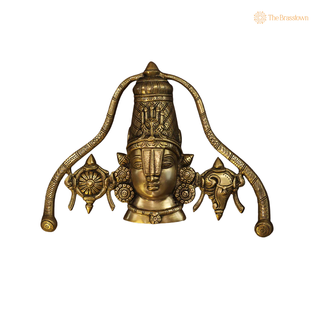 Handcrafted Brass Lord Balaji Idol 10 Inch side view – antique finish detail