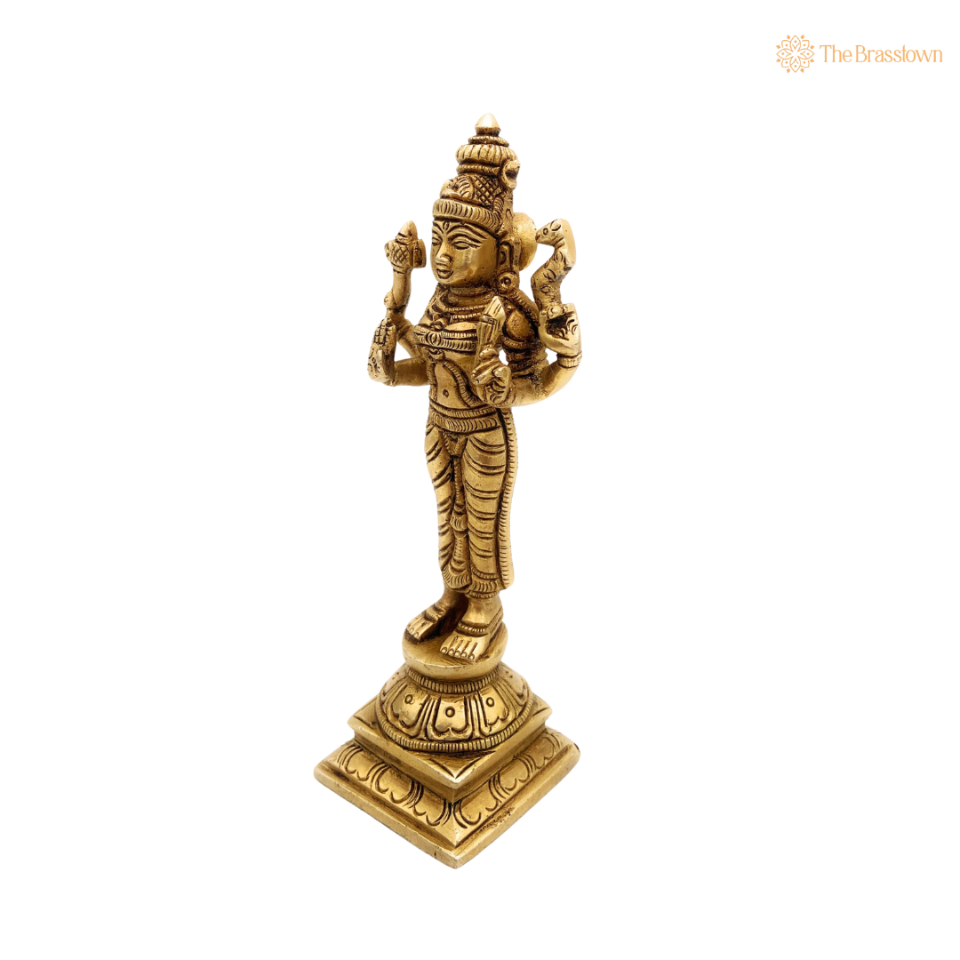 Brass Parvati Mata Murti side view – antique finish detail