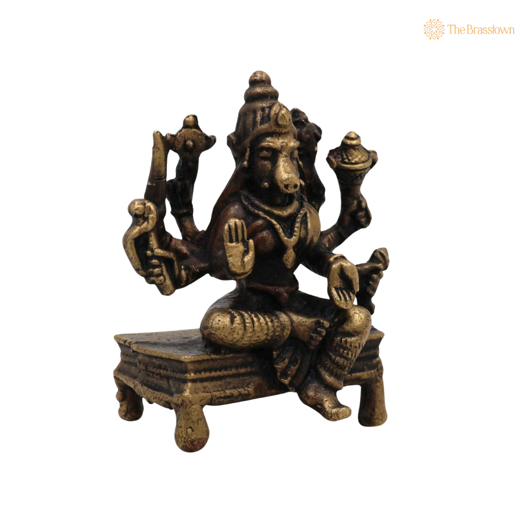 Brass Varahi Amman Idol 1.5 Inch side view β antique finish detail
