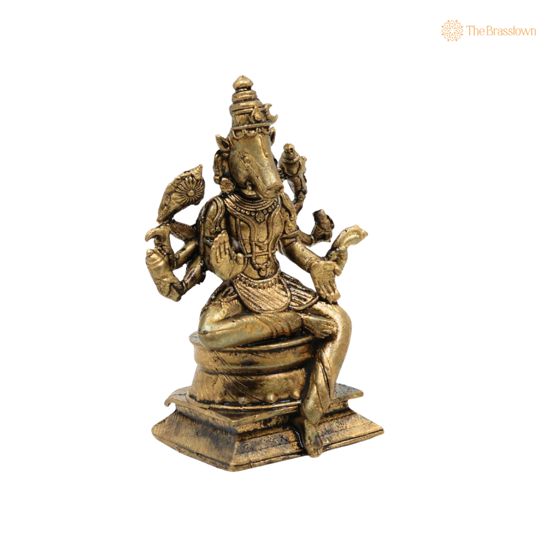 Brass Varahi Amman Idol 2 Inch side view β antique finish detail