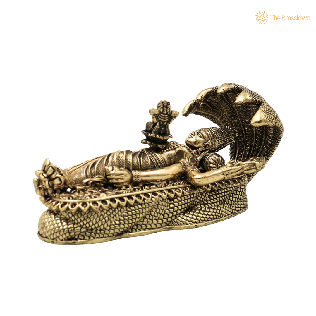 Lord Padmanabhaswamy Idol Anantha Shayana Vishnu Murti – Lord Vishnu Murti for Home Temple, Pooja & Spiritual Decor 1.5 Inch