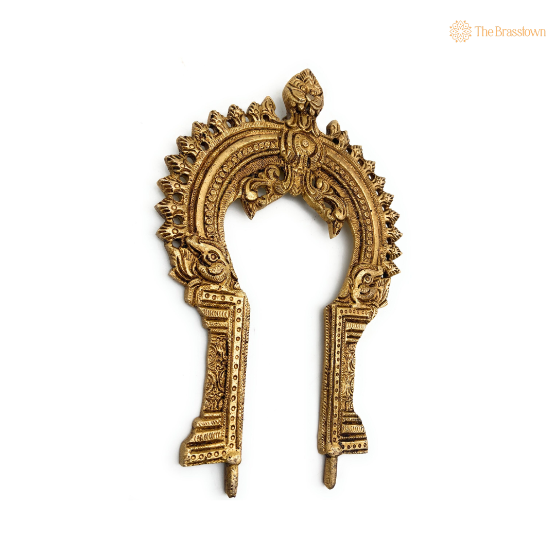 Antique Brass Arch with Intricate Peacock Design 7.5 Inch