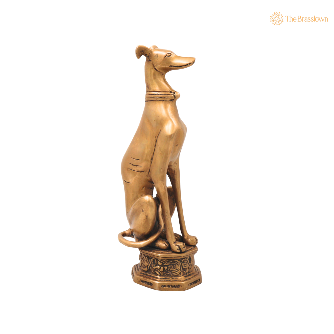Brass Dog Statue – Handmade Brass Dog Idol for Home Décor, Pooja, Collectibles & Gifting 11 Inch
