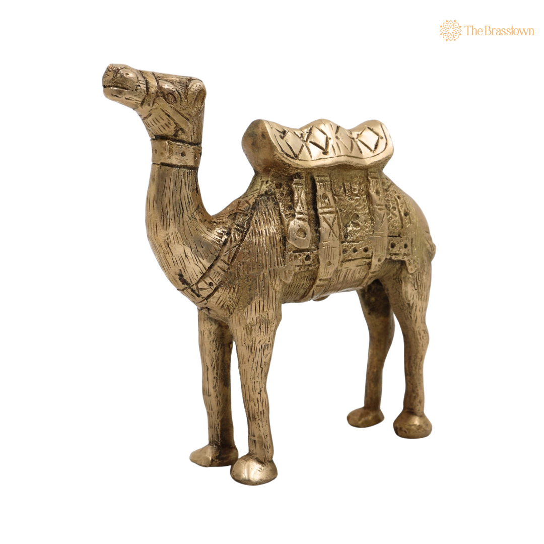 Brass Handcrafted Camel Idol 5.5 Inch side view β antique finish detail