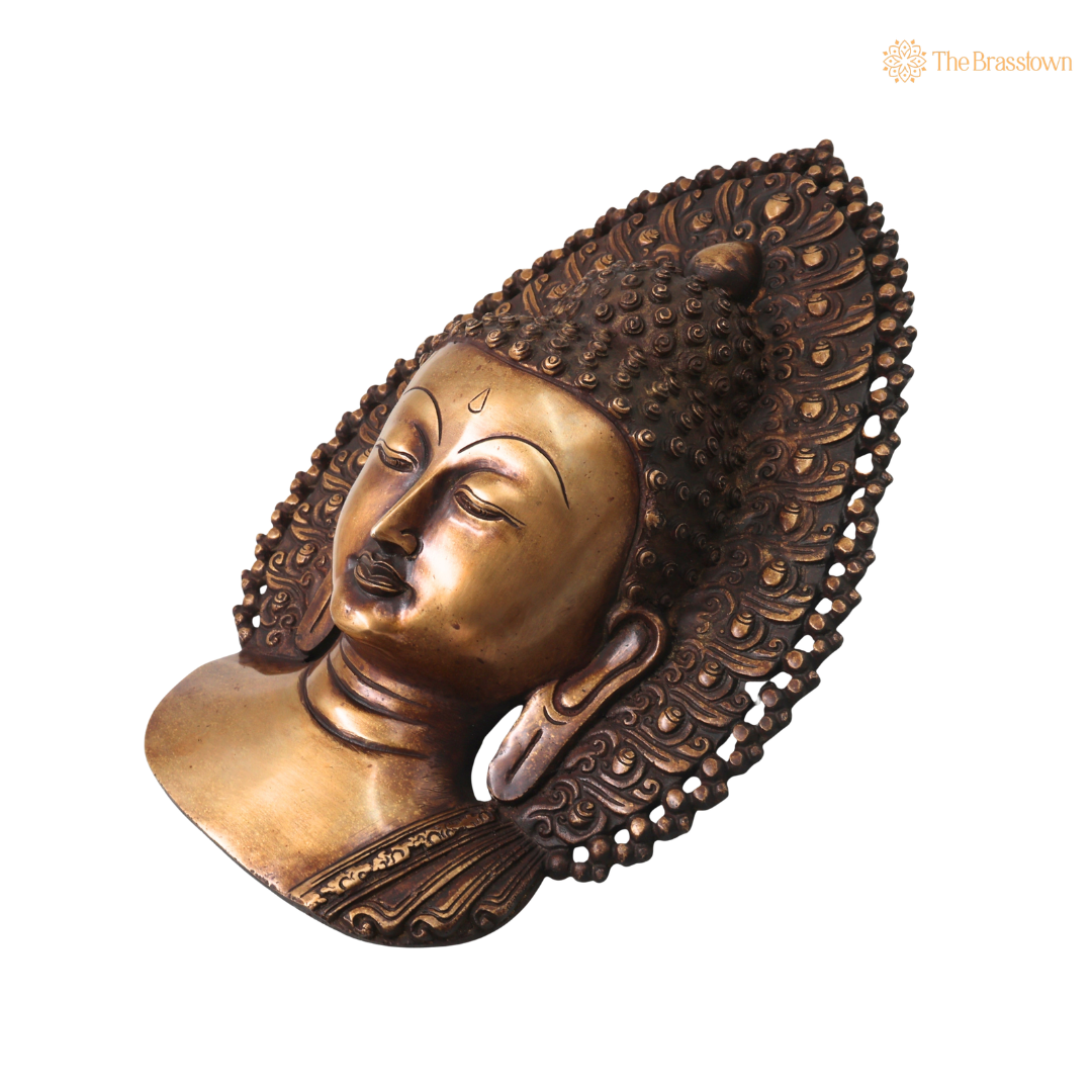 Brass Buddha Face Wall Decor – A Symbol of Serenity and Enlightenment 14 Inch