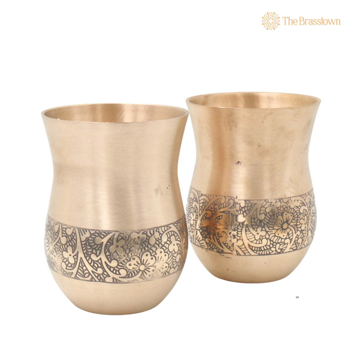 Bronze Glass Set of 2 – Handcrafted Traditional Indian Drinkware Pair for Pooja, Home Decor & Gifting 4 Inch 2