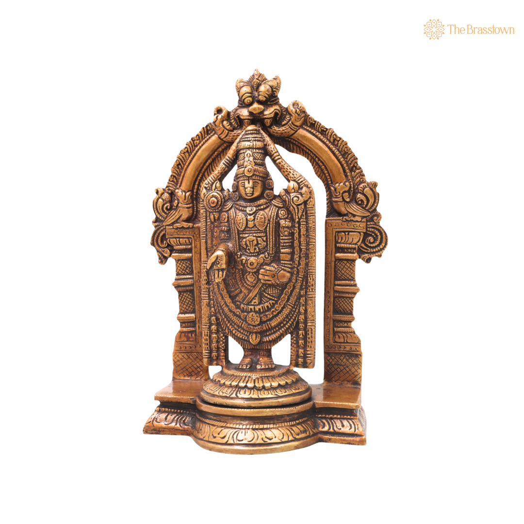 Brass Venkateswara Balaji Govinda Tirupati Idol – Tirupati Balaji Statue for Puja & Home Mandir 8.5 Inch