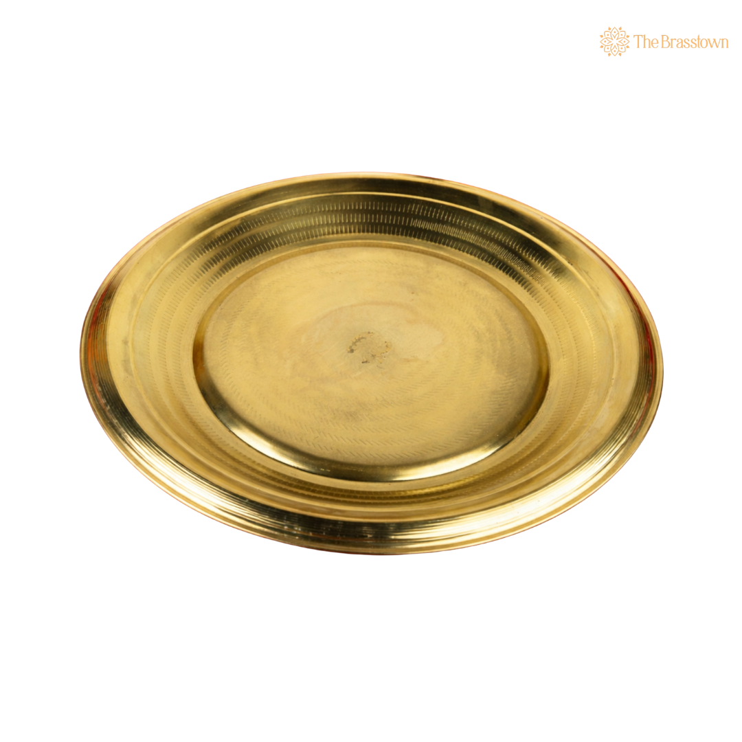 Brass Plate Heavy Pure Peetal Thali Pooja Aarti for Mandir – Peetal Pooja Plate (Pital Puja Thambalam) for Hindu Worship & Temple Rituals 1.5 Inch