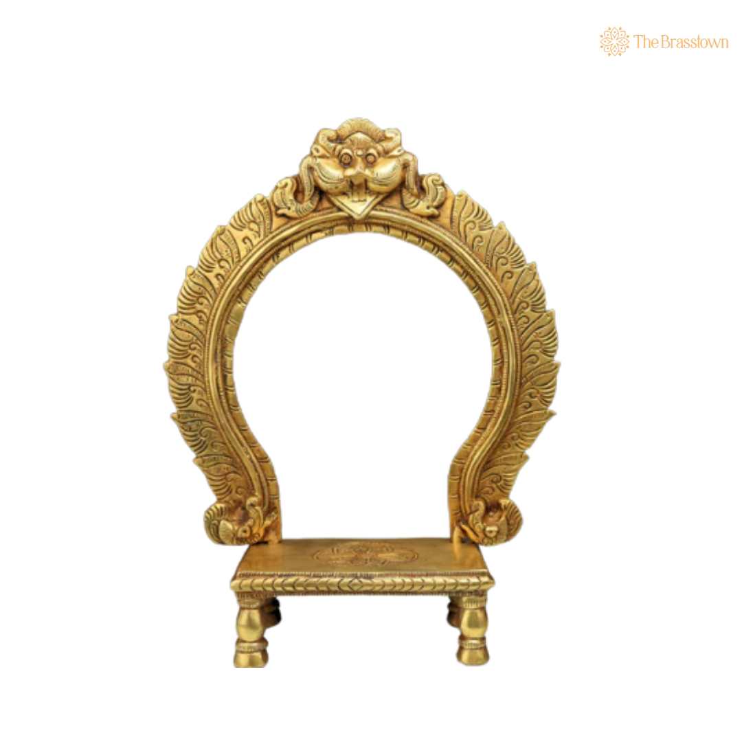 Brass Chowki with Prabhavali 14.5 Inch β home mandir puja decor India