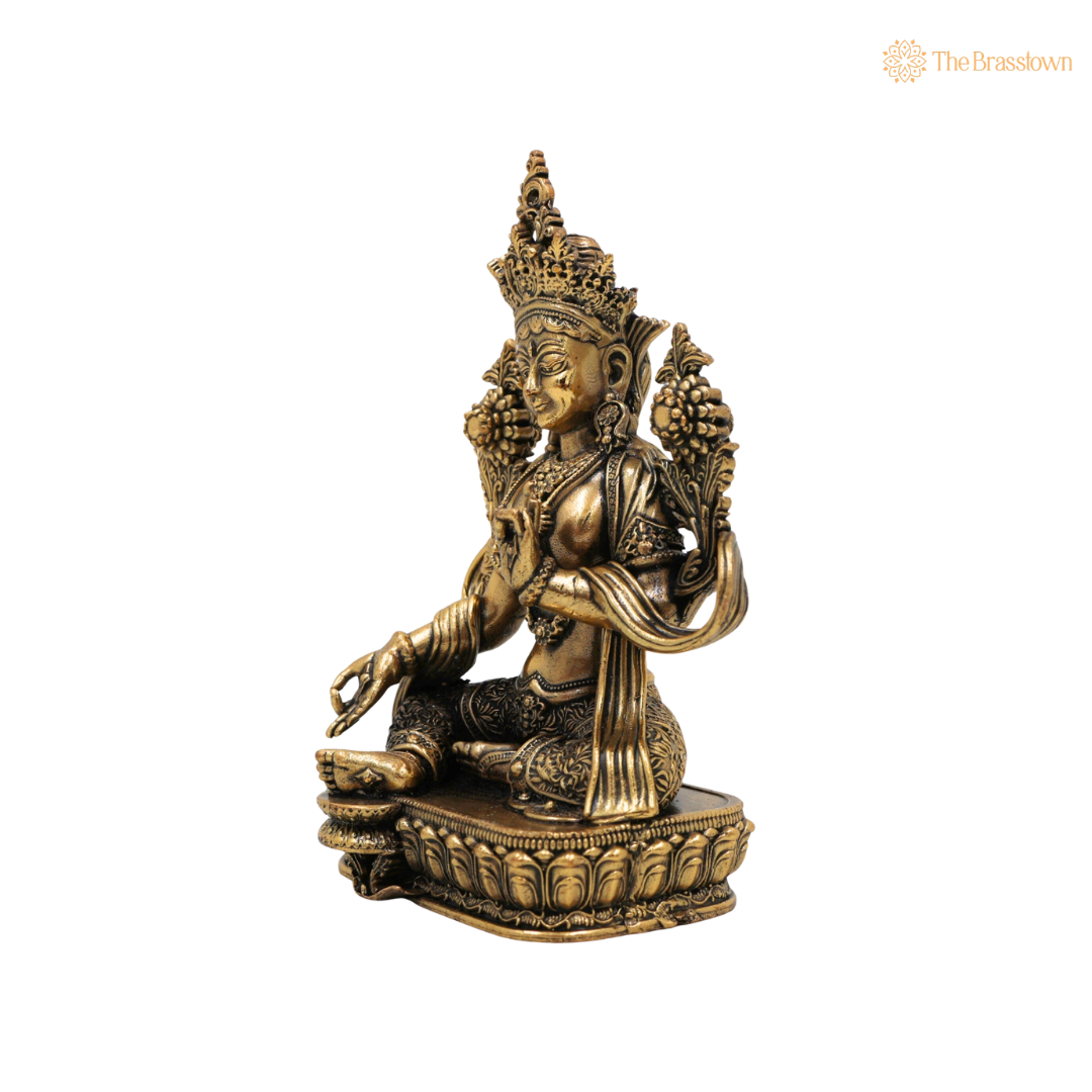 Brass Tara Ma Idol β Handcrafted Tara Maa Murti (Ugratara / Mahaugrotara) for Puja, Home Mandir & Spiritual DΓ©cor 4.5 Inch