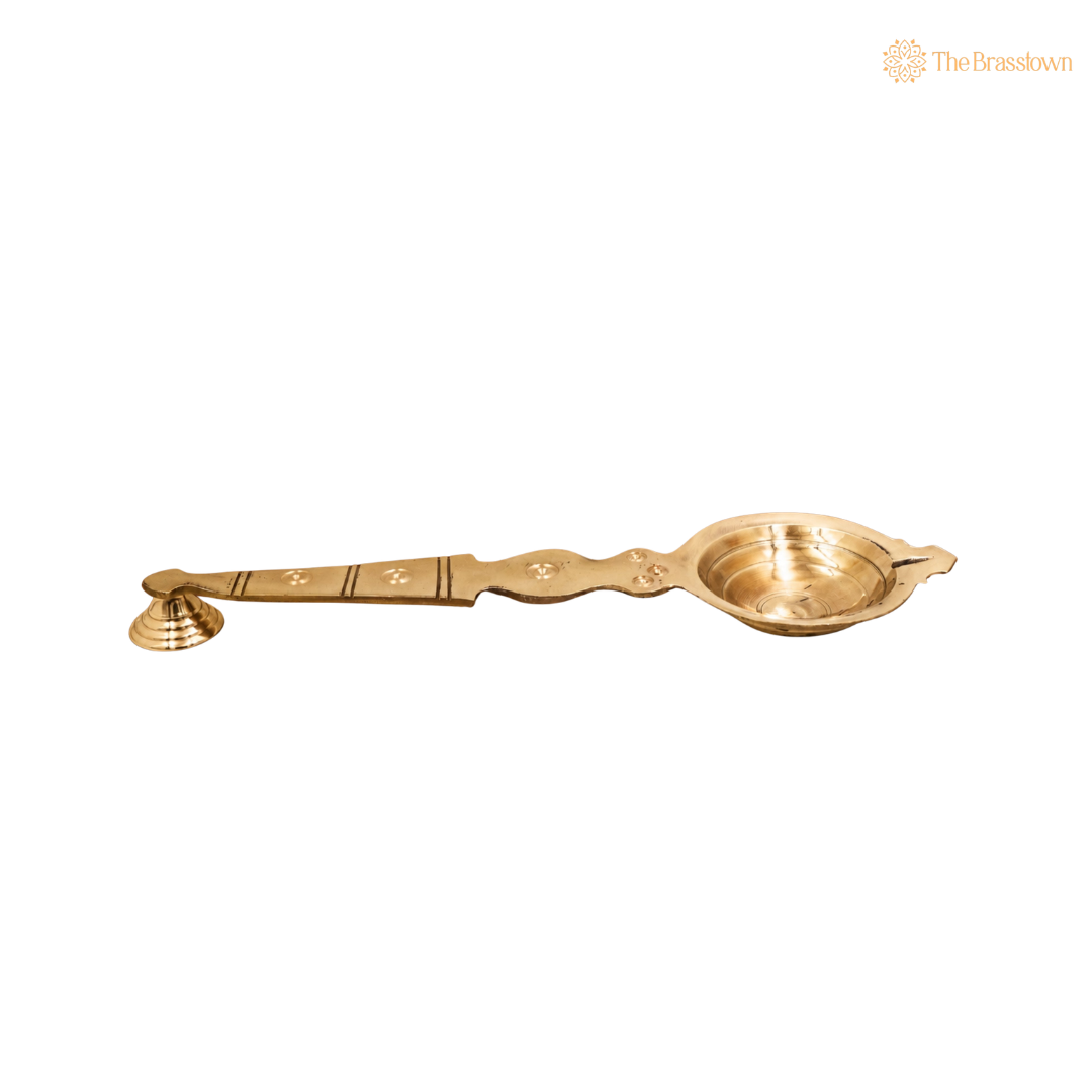 Brass Aarti Burner Kapoor Dani – Traditional Camphor Lamp, Karpoora Harathi Deepam for Pooja, Aarti & Temple Rituals 12 Inch