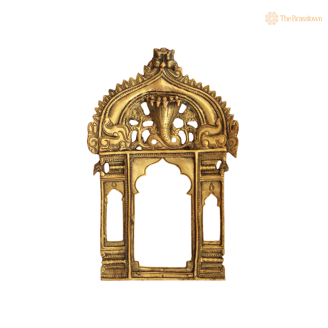 Handcrafted Brass Prabhavali 10 Inch side view β antique finish detail