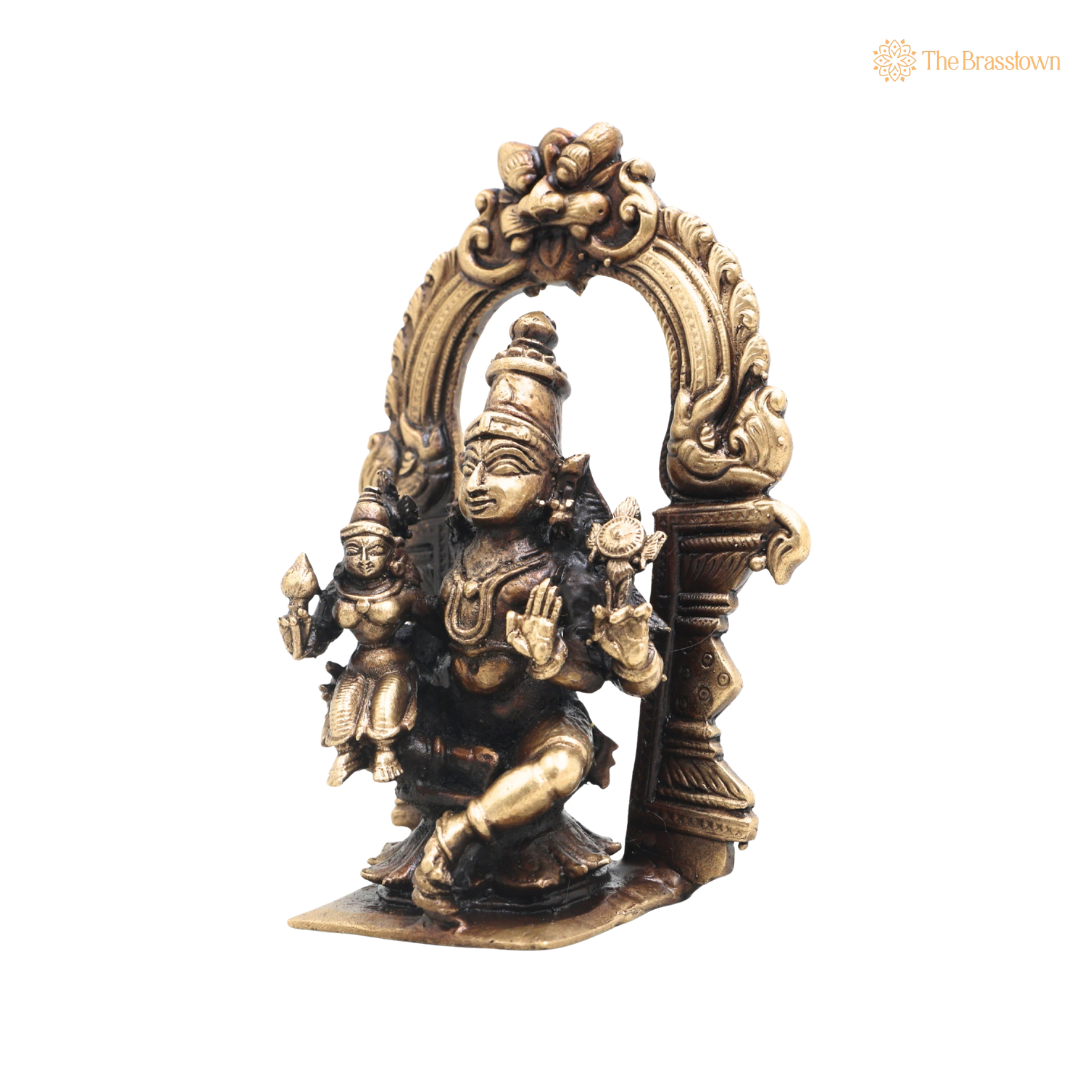 Traditional Brass Lakshmi Narasimha Idol – Traditional Narayana Swamy Chola Style Sculpture for Pooja, Home Mandir, Spiritual Décor & Gifting 4 Inch
