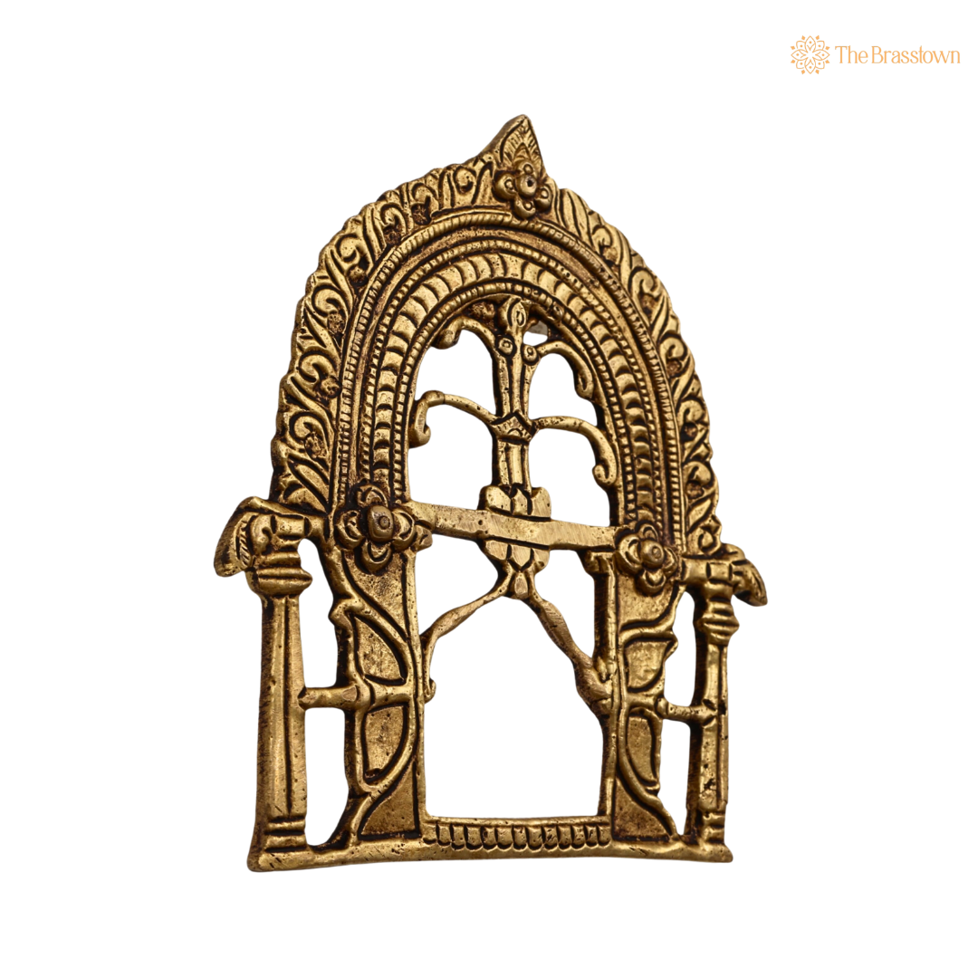 Brass Prabhavali Arch Frame 5.5 Inch side view β antique finish detail