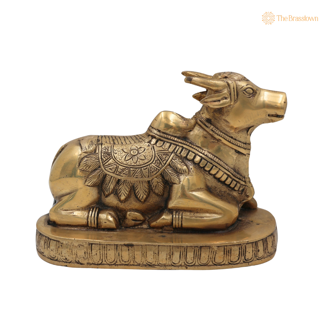 Brass Nandi Bull Idol 4.5 Inch closeup β intricate craftsmanship