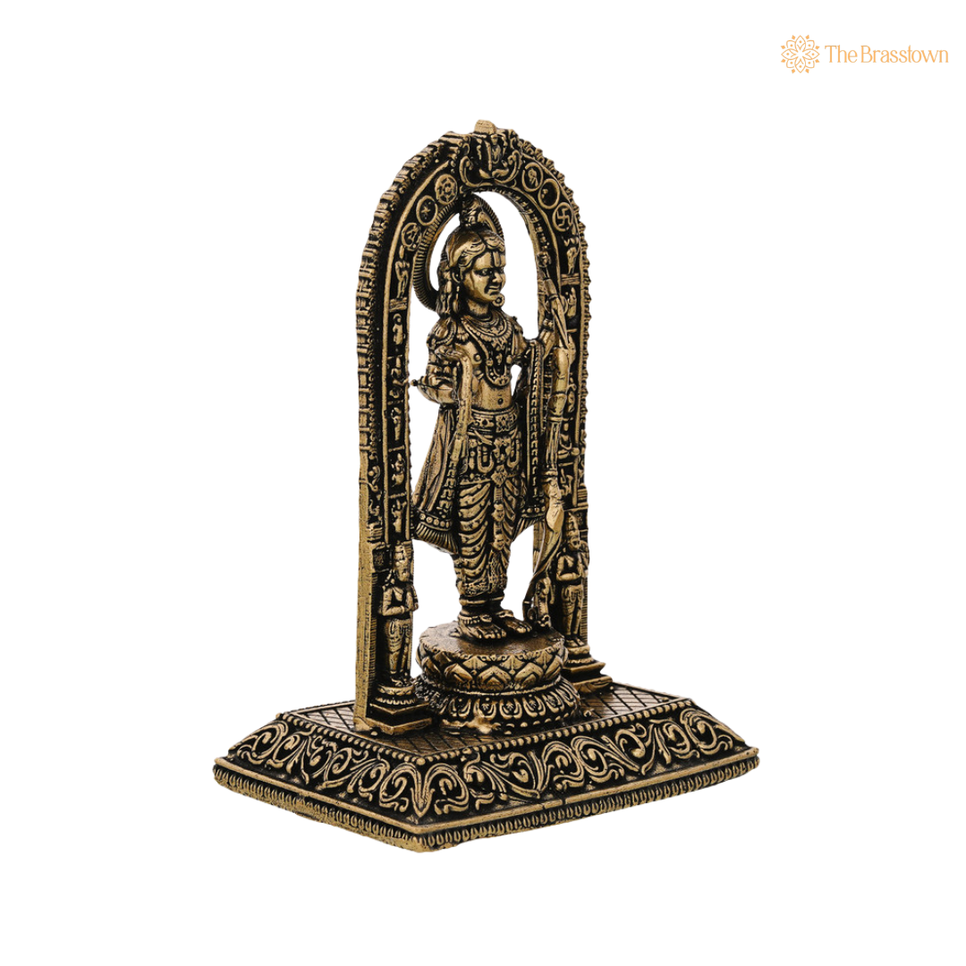 Brass Ram Lalla Idol 4 Inch side view – antique finish detail
